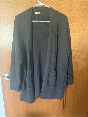Hummingbird dark Gray Open-Front Knit Cardigan with Pockets
